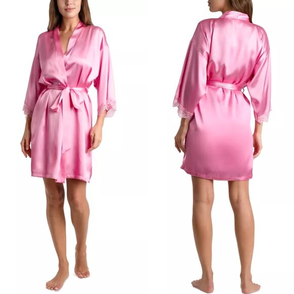 Linea Donatella Other - Linea Donatella Lacy Greer Solid Satin Robe Rose Brumeux NWT Sz S/M